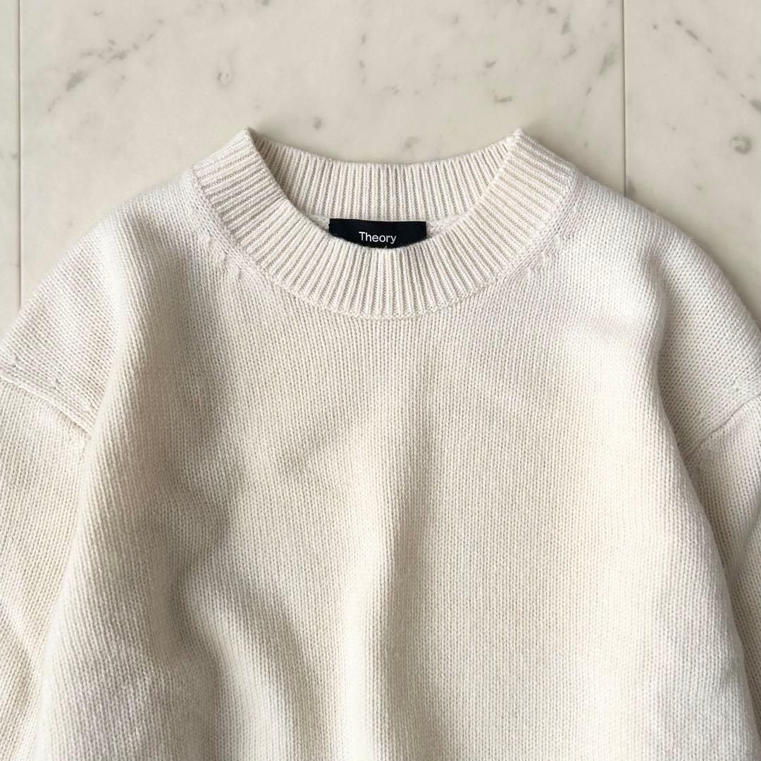 美品 セオリー Theory カシミヤ100% クルーネックニット セーター 白