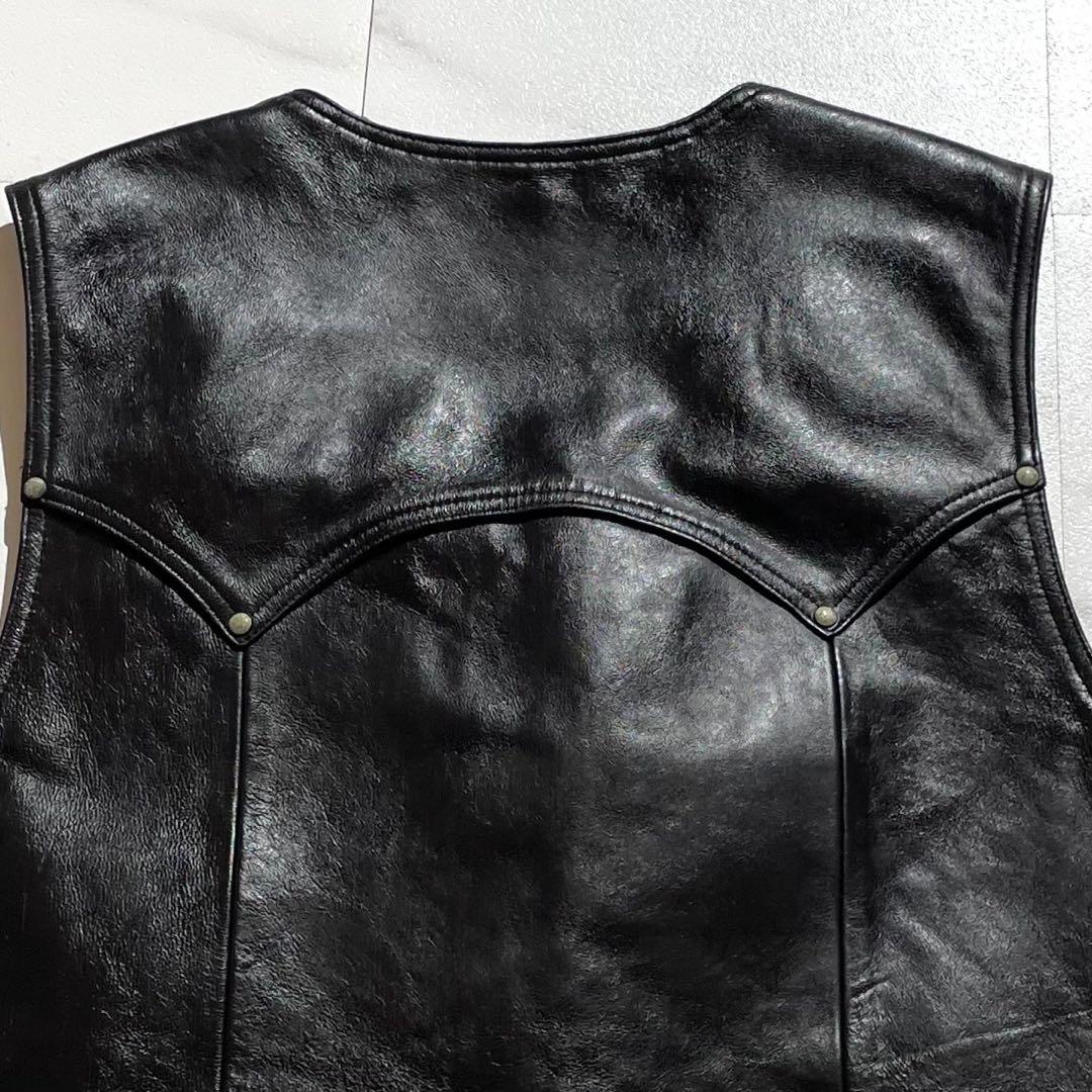 【希少】ハーレーダビットソン レザーベスト XLサイズ 牛革 レースアップ 黒