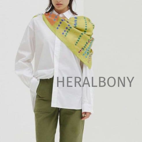 HERALBONY スカーフループ付き ベーシックシャツ 白 定価33,000円