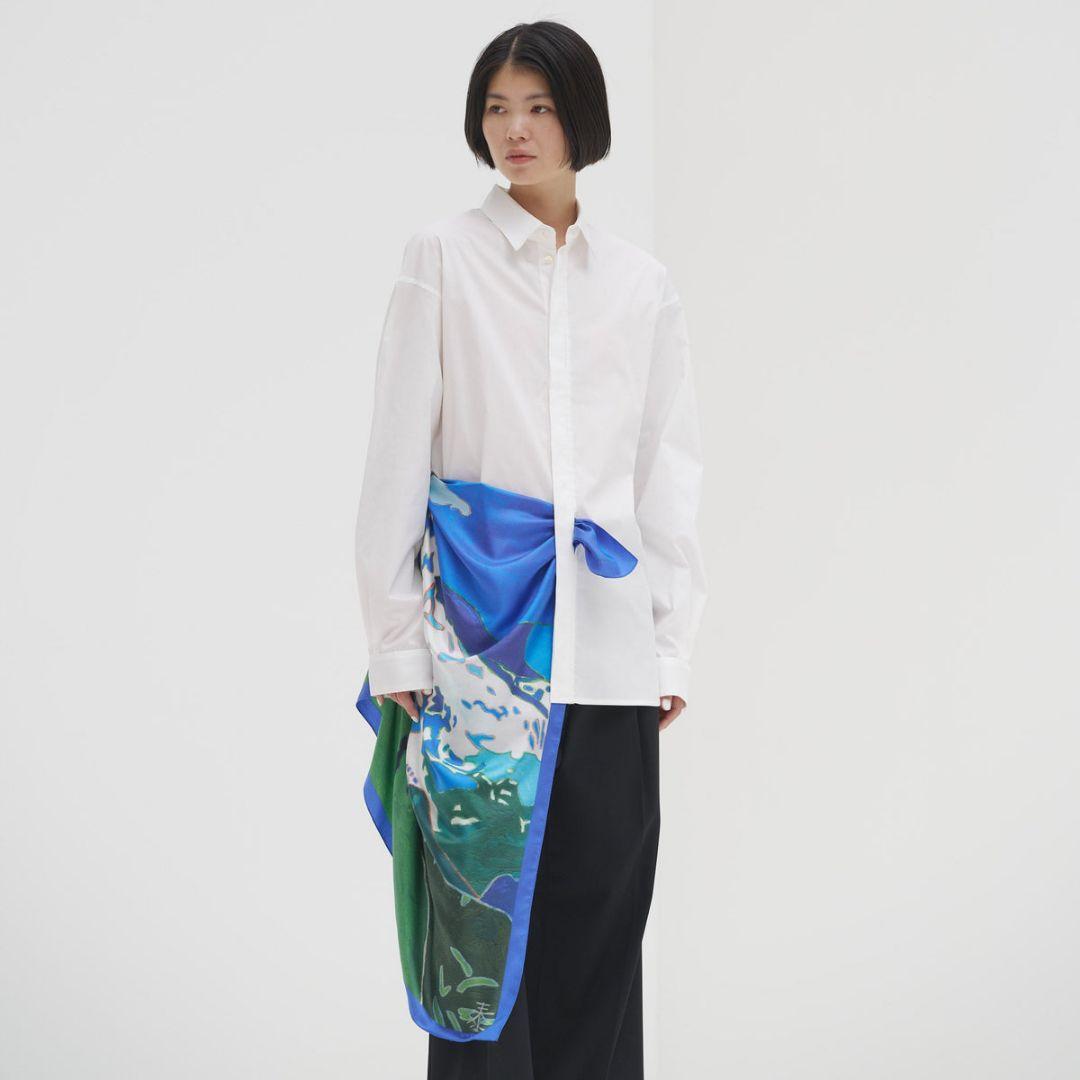 HERALBONY スカーフループ付き ベーシックシャツ 白 定価33,000円