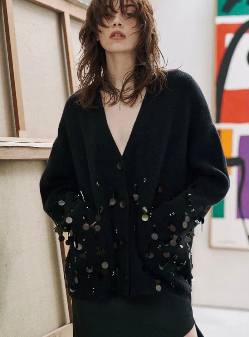 ジョゼムーン♡ BIJOU OVER KNIT CARDIGANカーディガン