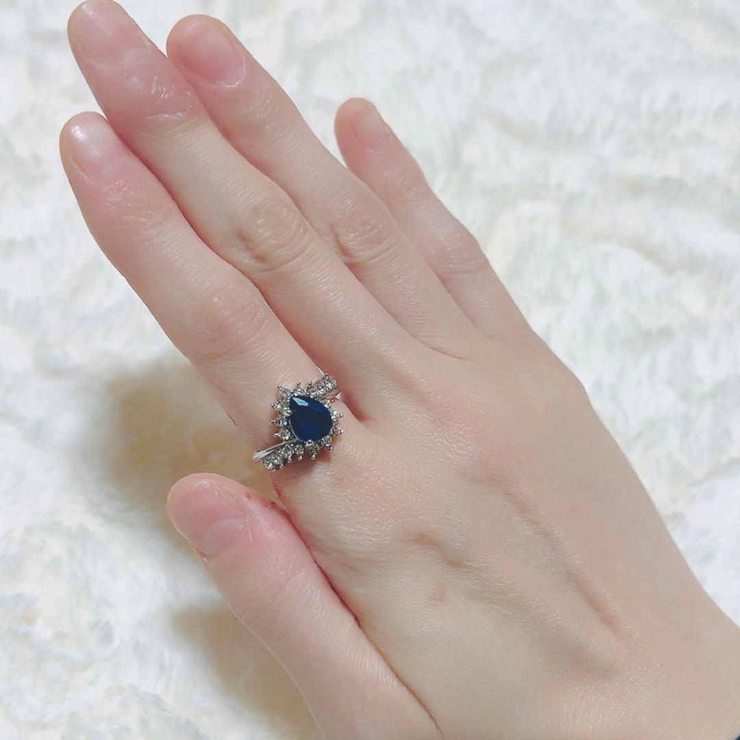 【一点もの】スリランカ産ブルーサファイアのシルバーリング　9号