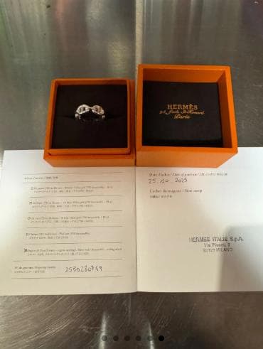 HERMES アンシェネリング PM 54号 シルバー　証明書付き