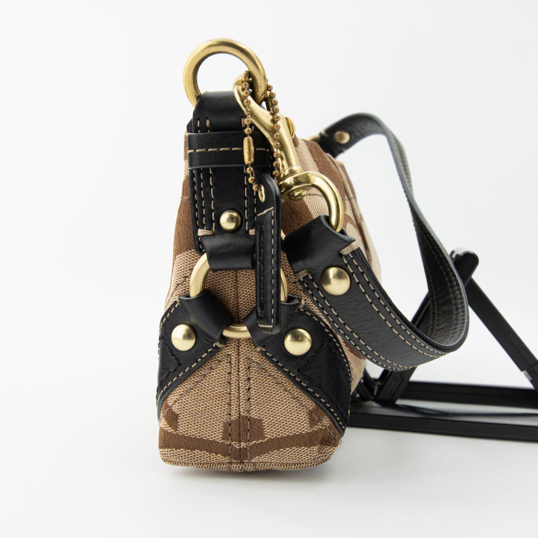 A146【美品】COACH／コーチ　アクセサリーポーチ　ハンドバッグ　シグネチャ