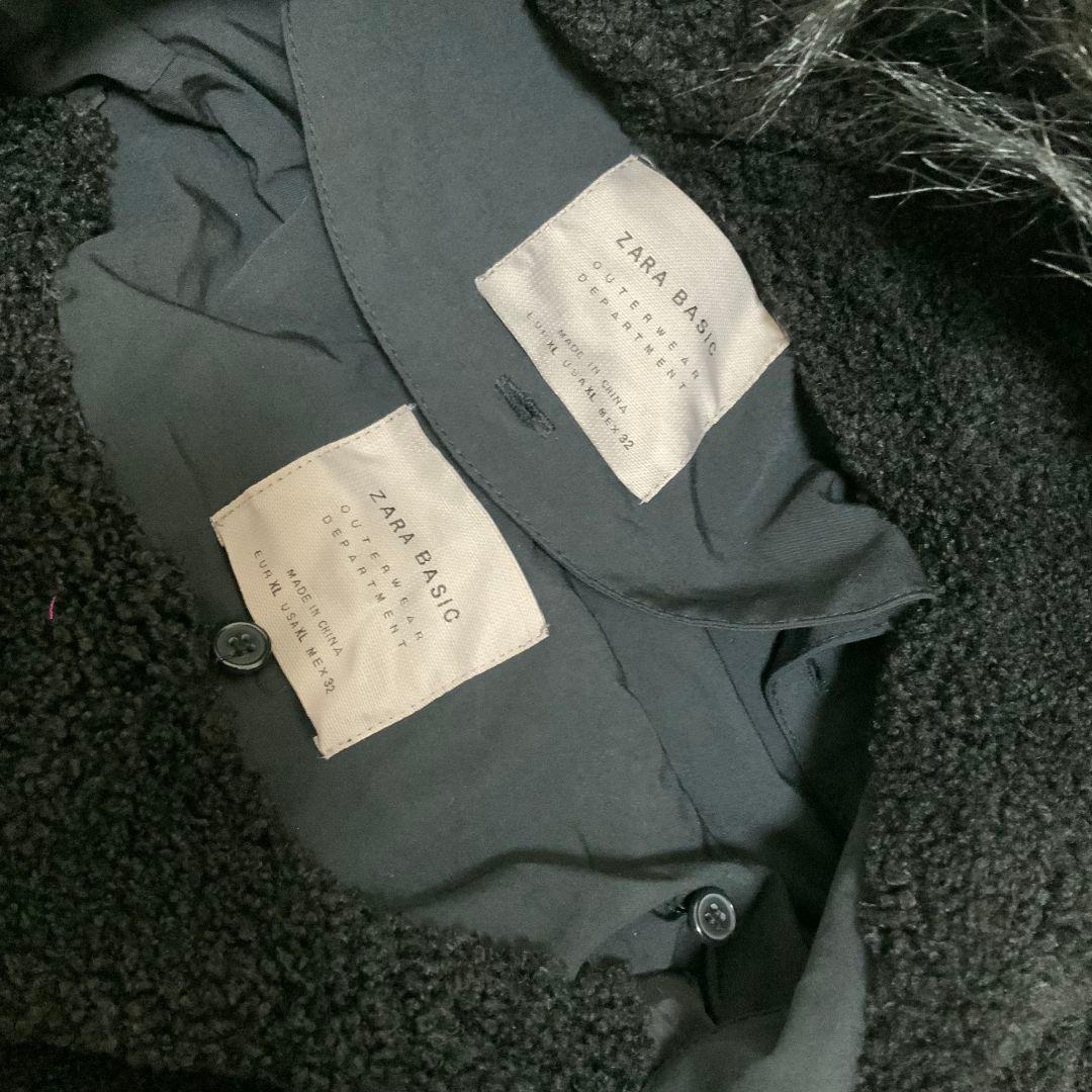 【新品・未使用】ザラベーシック　中綿　ダウン　モッズコート　ボア　黒　XL