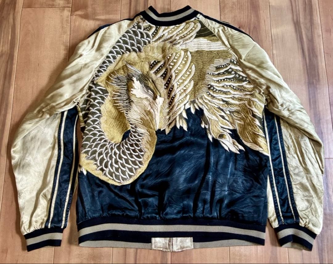 花旅楽団 総刺繍 鳳凰 サテンスカジャン L