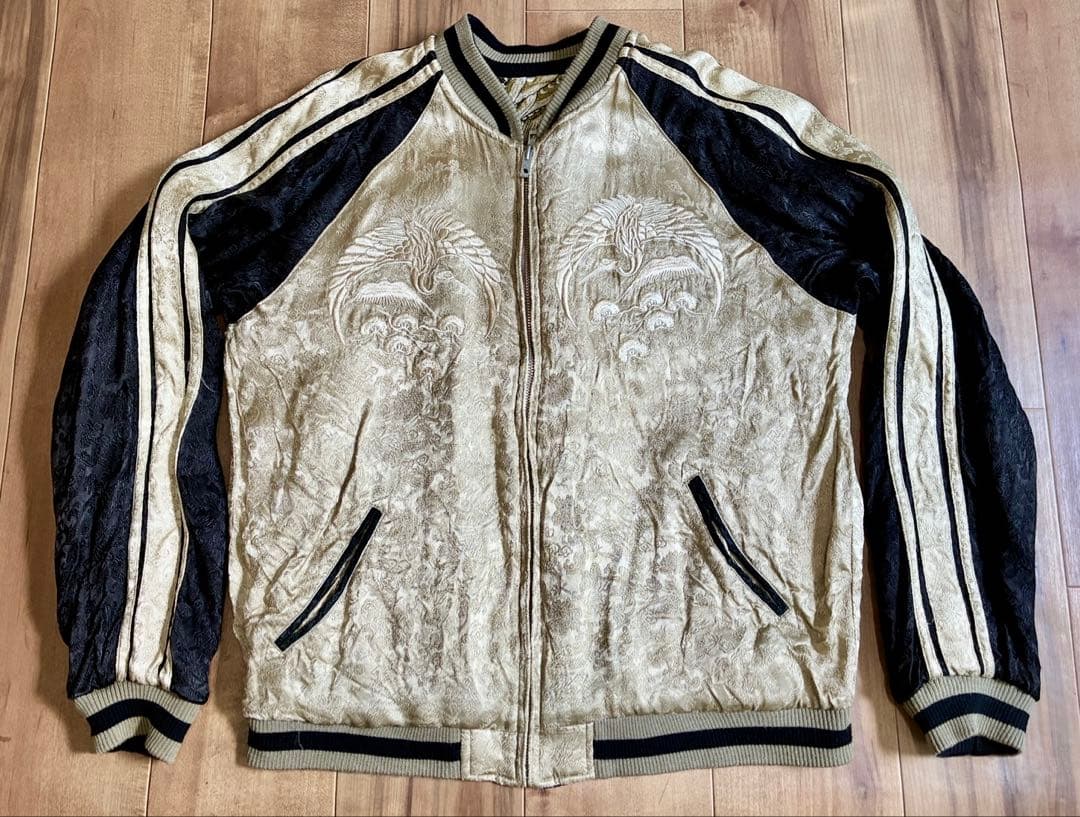 花旅楽団 総刺繍 鳳凰 サテンスカジャン L