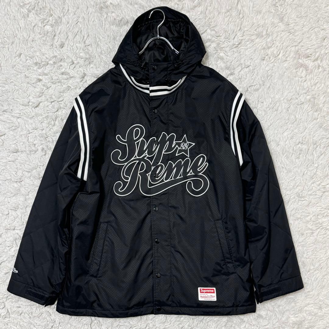 希少XL✨シュプリームxミッチェル&ネス キルテッドスポーツジャケット 黒