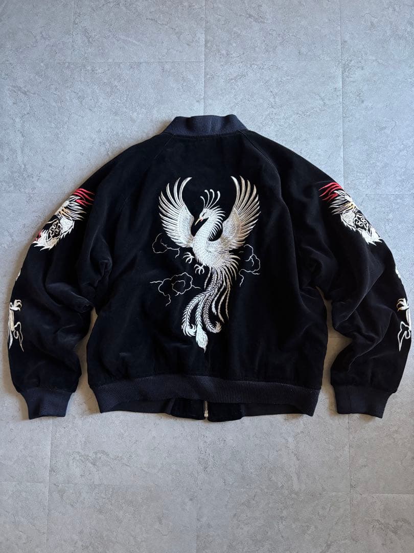 Ulcolow 別珍スカジャン スーベニアジャケット 龍 鳳凰 アメカジ 黒赤