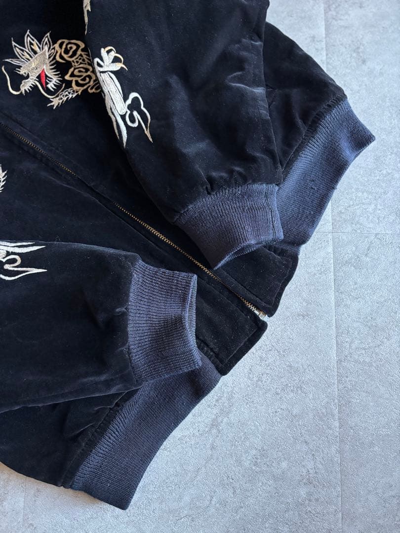 Ulcolow 別珍スカジャン スーベニアジャケット 龍 鳳凰 アメカジ 黒赤