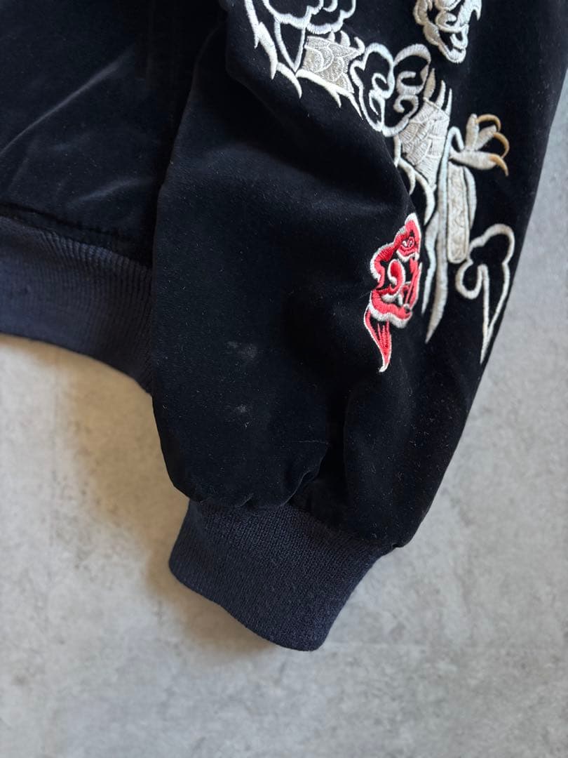 Ulcolow 別珍スカジャン スーベニアジャケット 龍 鳳凰 アメカジ 黒赤