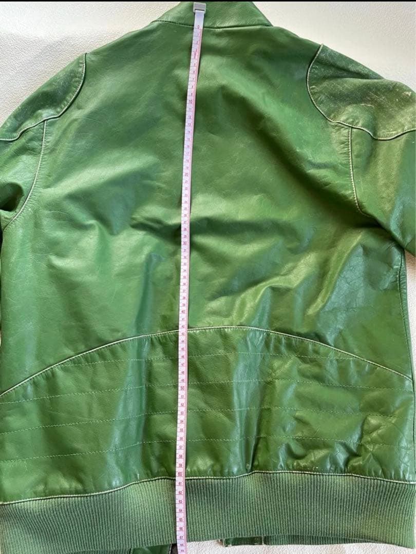 Puma グリーン シングルライダースジャケット