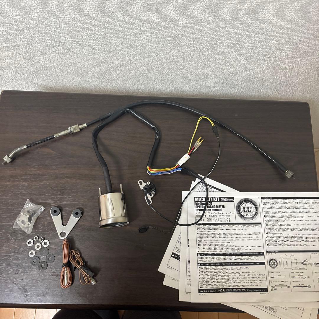 武川　ミディアムLCDスピード&タコメーター 12V車汎用　4mini モンキー