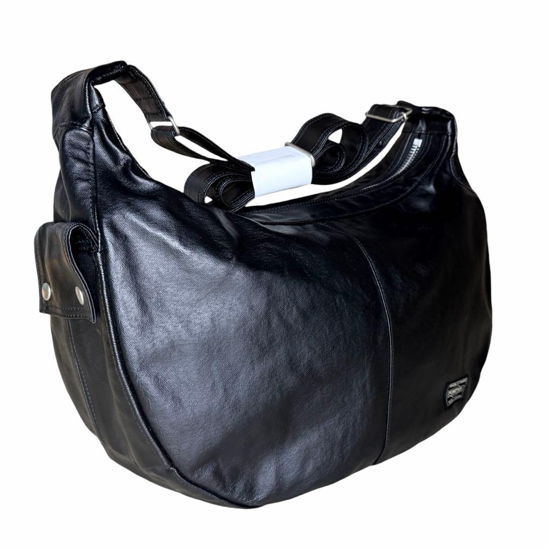 極美品✨ポーターフリースタイル ショルダーバッグ ハーフムーン ブラック L