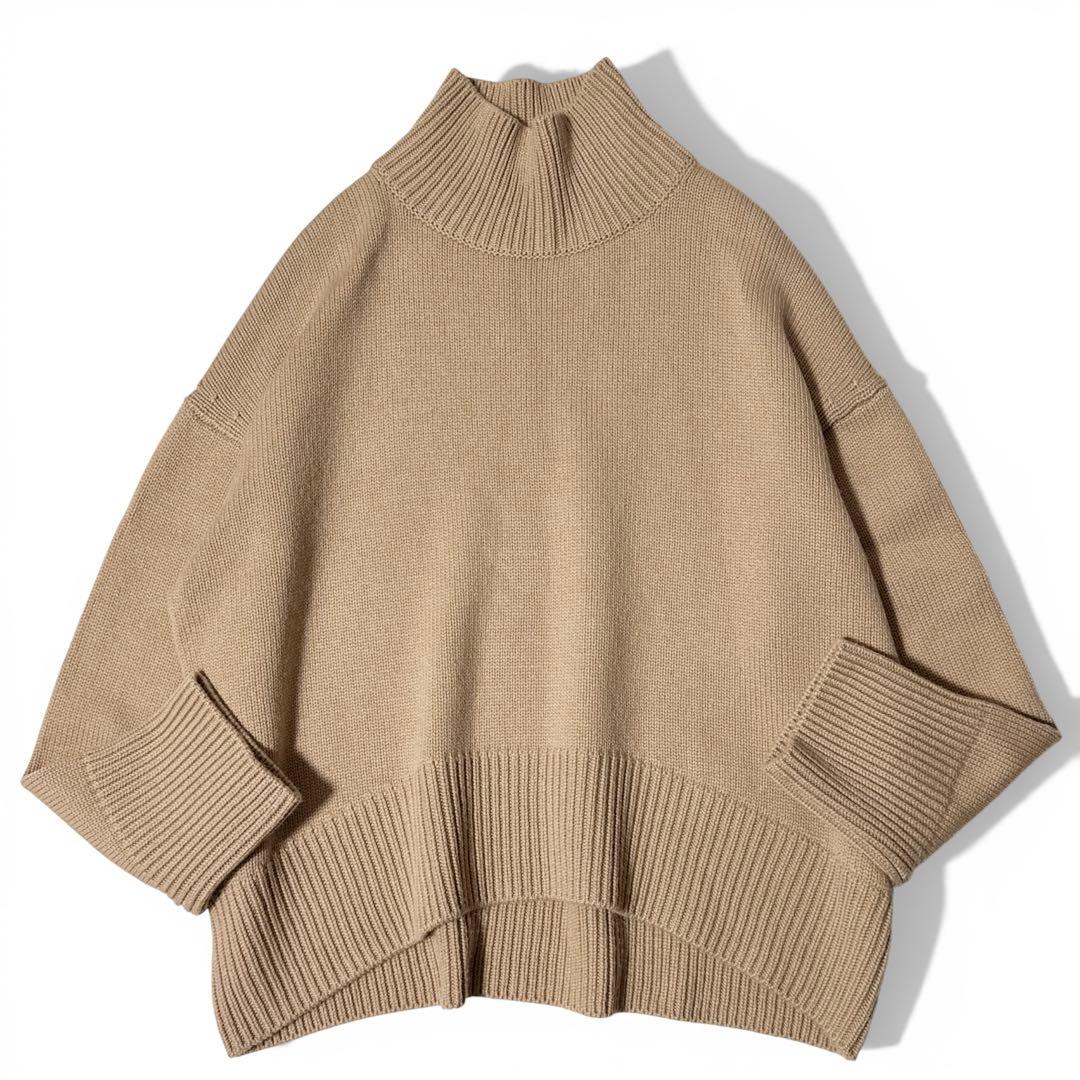 極美品✨️¥8.4万　エブール　カシミア100　ハイネックニット　キャメルベージュ