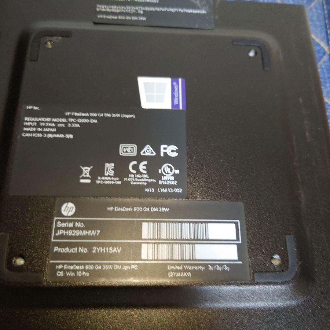 Windowsデスクトップ HP EliteDesk800G4 i5-8500T Win11Pro