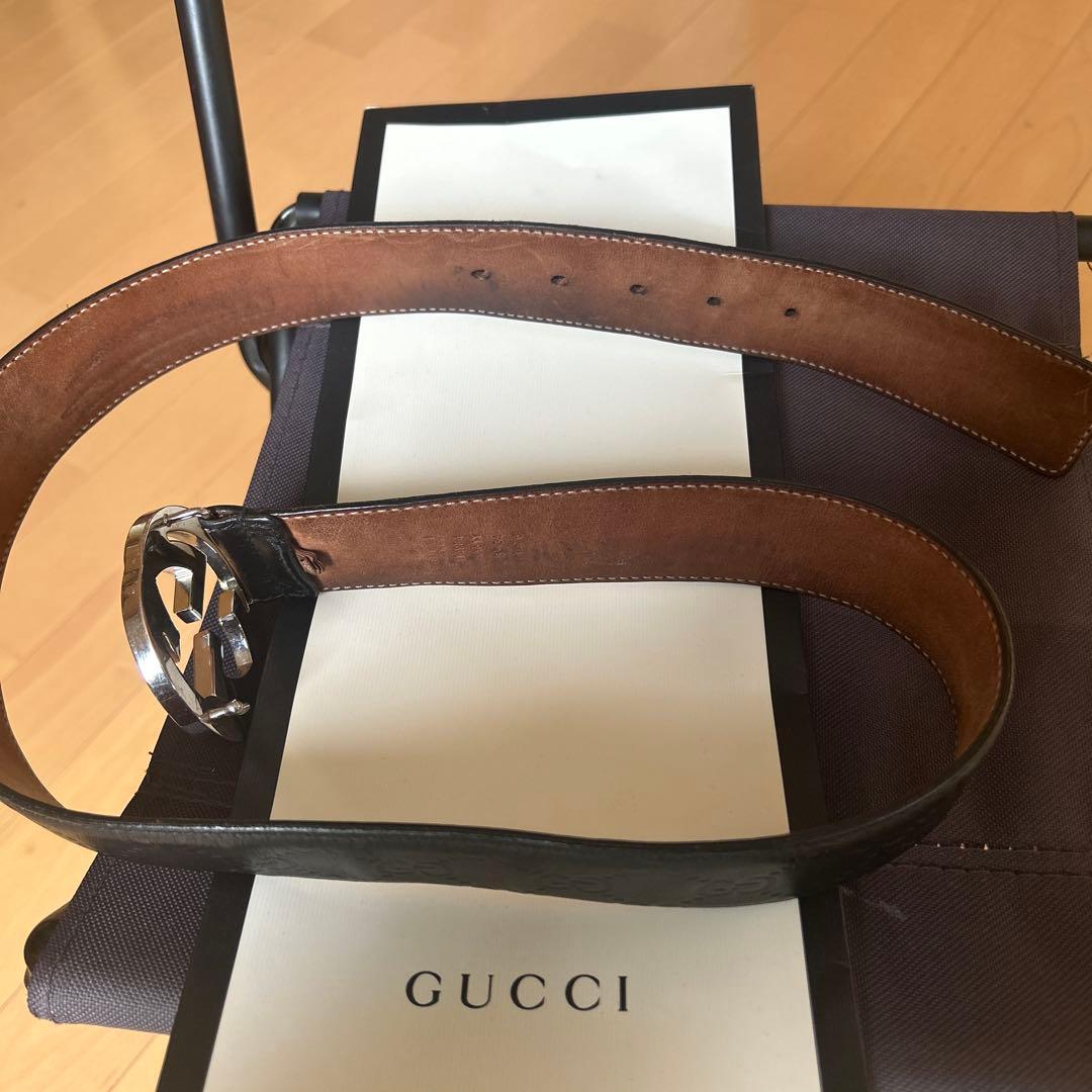 GUCCI シルバー ロゴバックル ベルト 95cm
