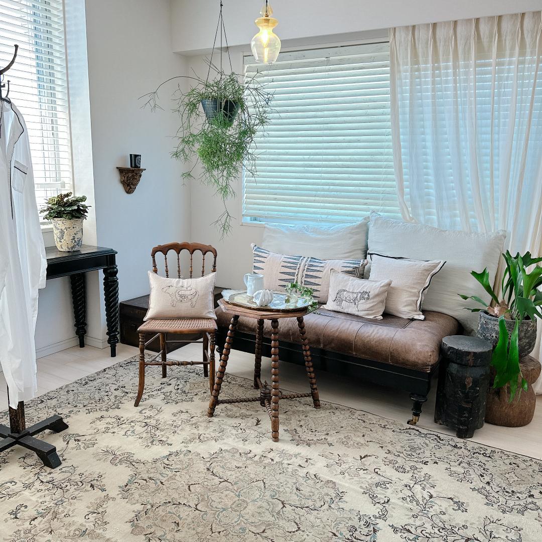 トルコヴィンテージラグ A76超大判 最高級 レア カイセリ グレージュ ブルー