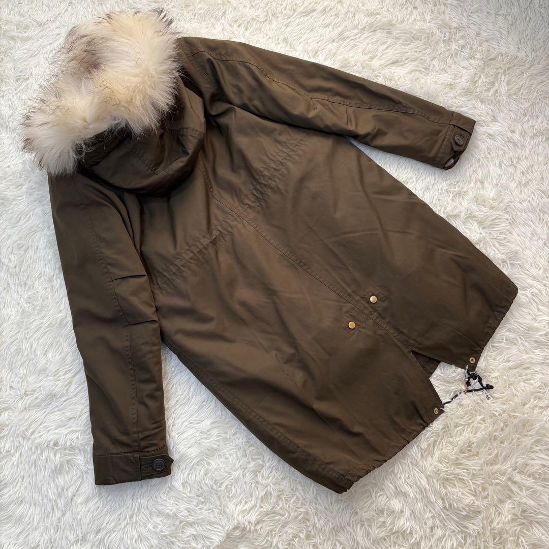 【イエナ】モッズコート　ライナー付き　ファー　L カーキ　ロング丈