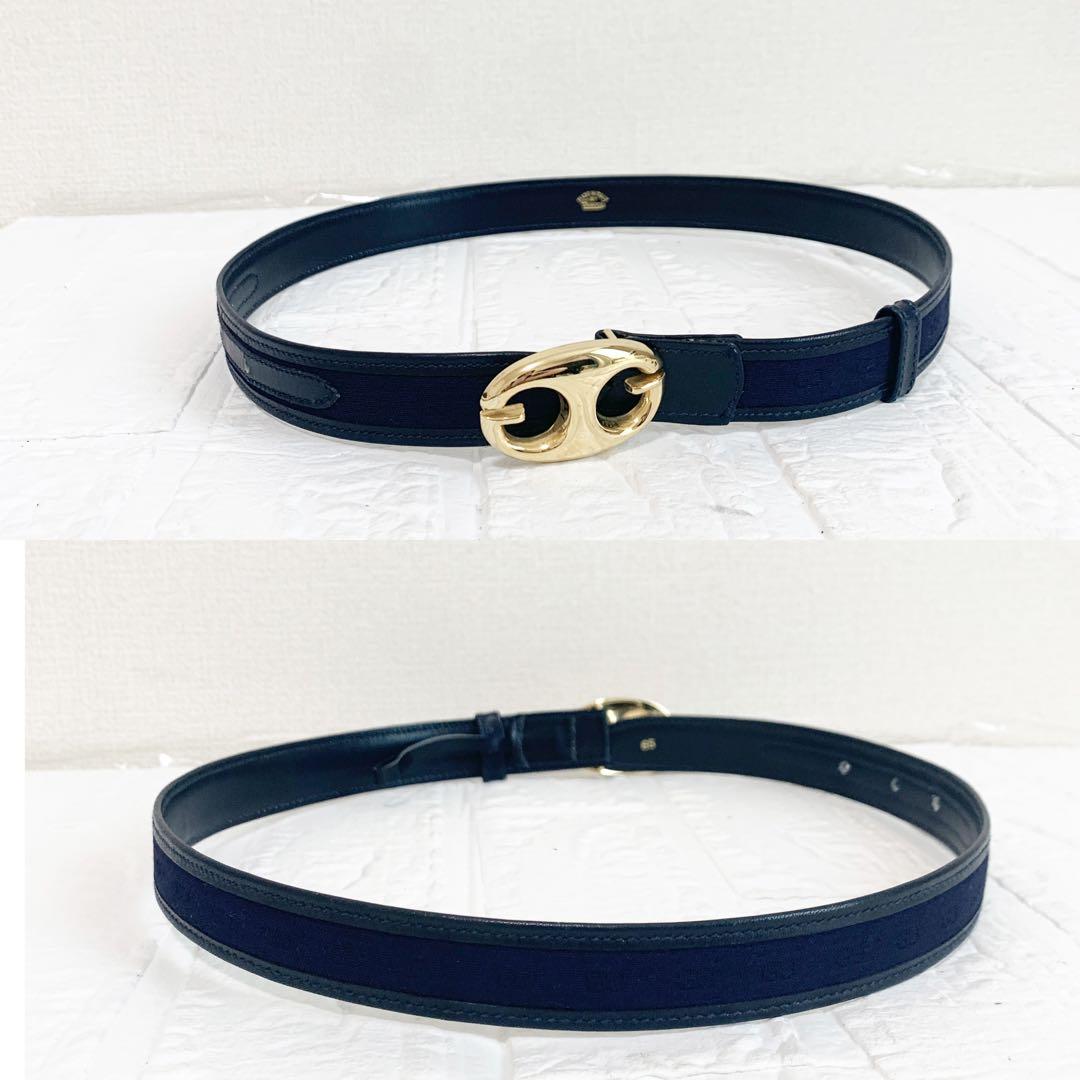 美品　GUCCI グッチ　ベルト　gg柄　ブラック　ネイビー