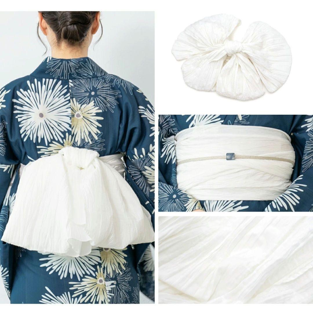 新品 浴衣三点セット(帯・下駄ベージュ) 紺色 フリーサイズ