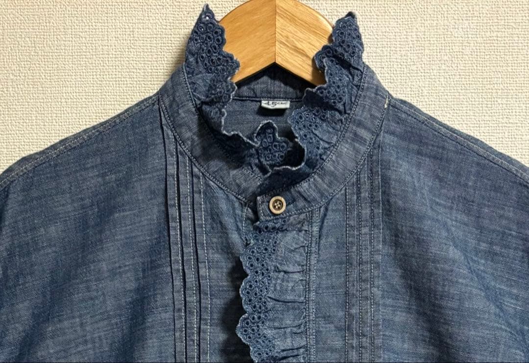 45rpm フリルシャツ(藍インディゴ)