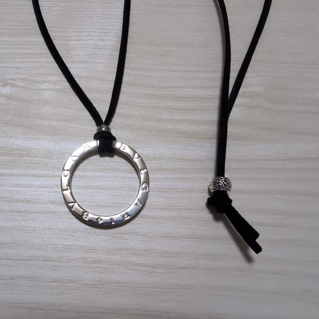 美品 BVLGARI ブルガリシルバー キーリング 新品チョーカー付きネックレス