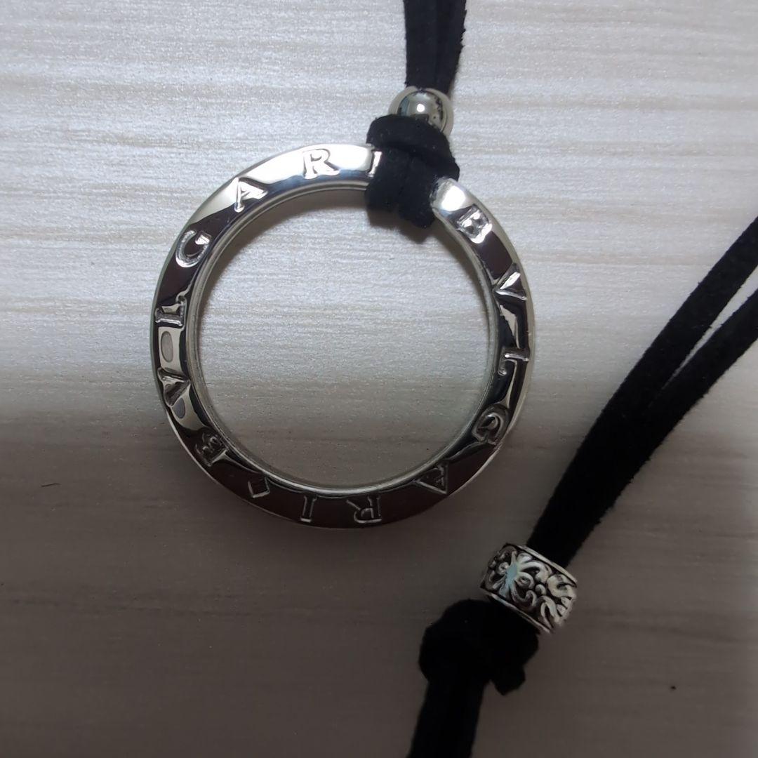 美品 BVLGARI ブルガリシルバー キーリング 新品チョーカー付きネックレス
