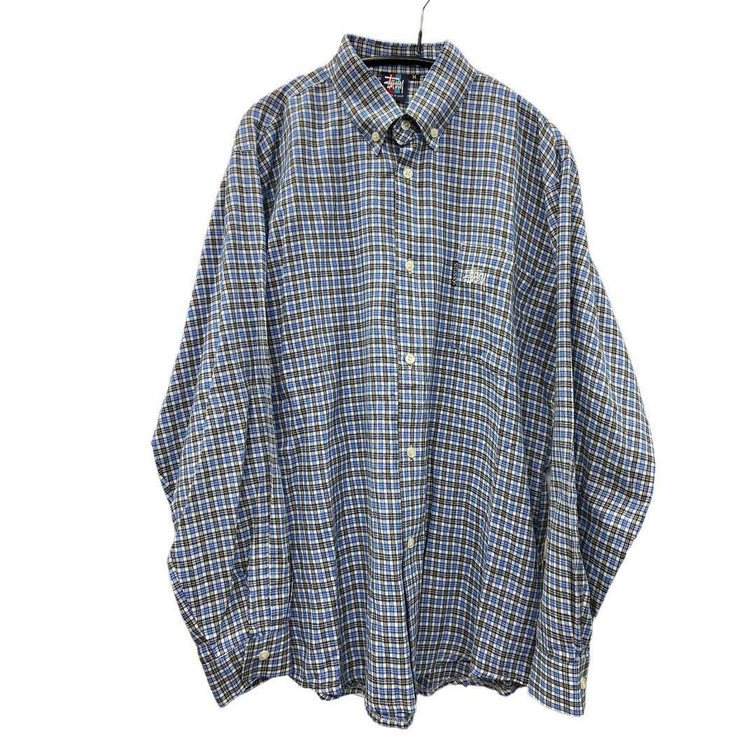 OLD stussy オールドステューシー　90s 刺繍チェックシャツ　古着