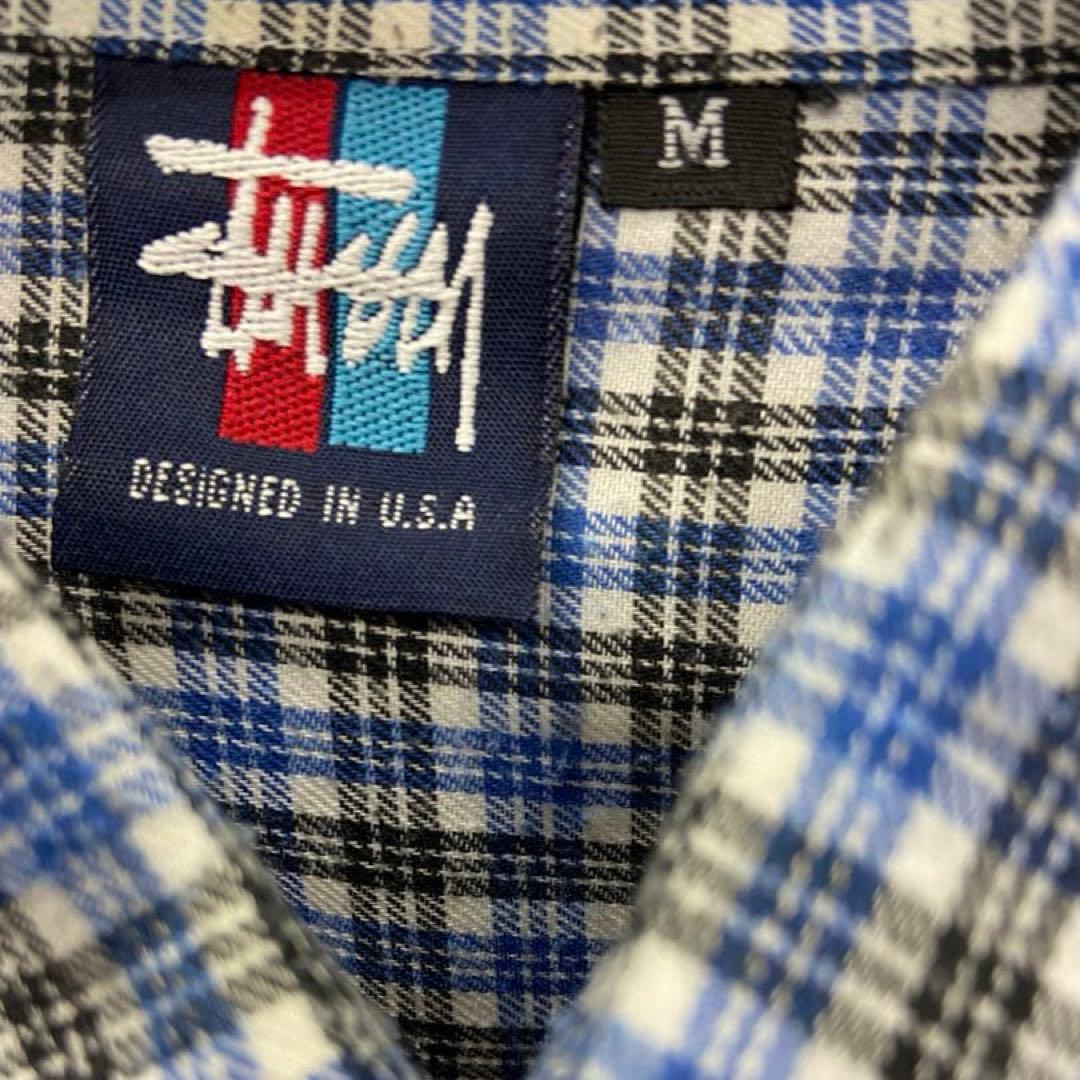 OLD stussy オールドステューシー　90s 刺繍チェックシャツ　古着