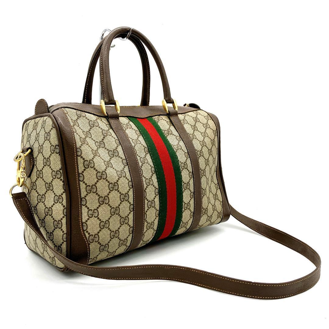 【OLD GUCCI】ミニボストンバッグ　シェリーライン　GGスプリーム