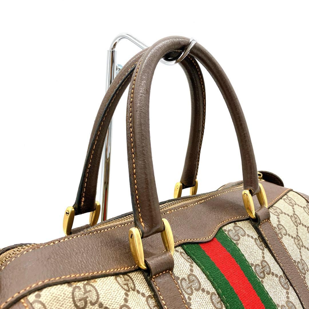 【OLD GUCCI】ミニボストンバッグ　シェリーライン　GGスプリーム