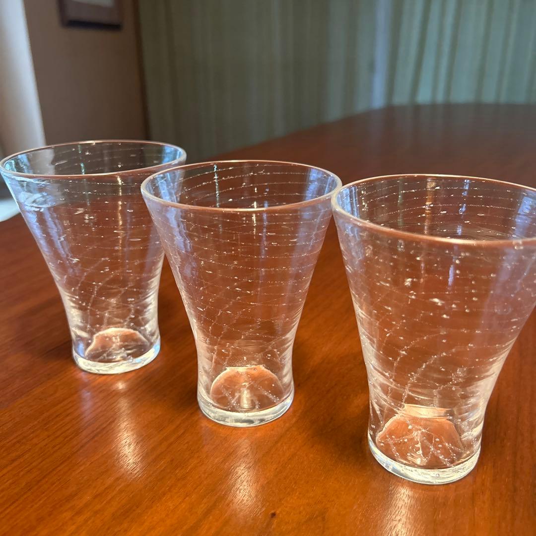 新品◆荒川尚也　中グラス３客セット　ガラス製テーパー形状カップ