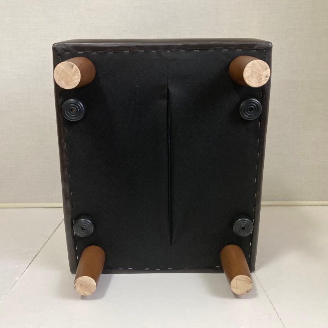 ソファ 椅子 ローチェア 1人掛け レザー調 木製 茶色 家具 レトロ風 美品