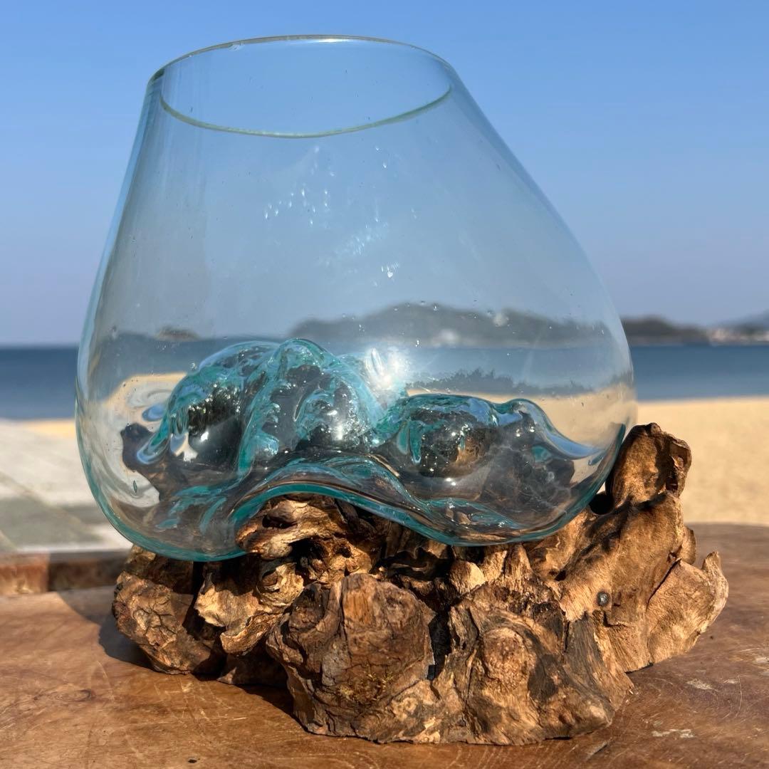 流木ガラスオブジェ大A 花瓶 金魚鉢 ガーデニング テラリウム 水槽 アート作品