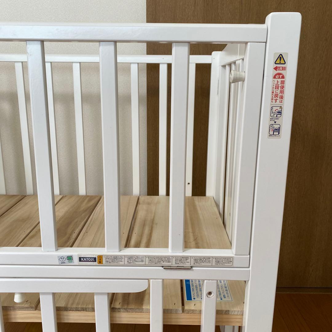 KATOJI カトージ 木製ミニベビーベッド ホワイト 下段収納付き