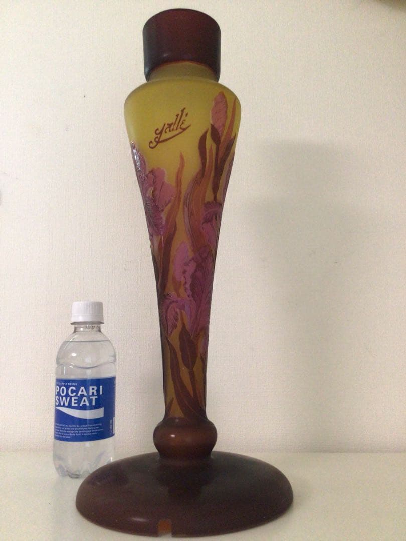 EmileGalle エミールガレ 花細密彫刻 ランプべース 高さ41cm