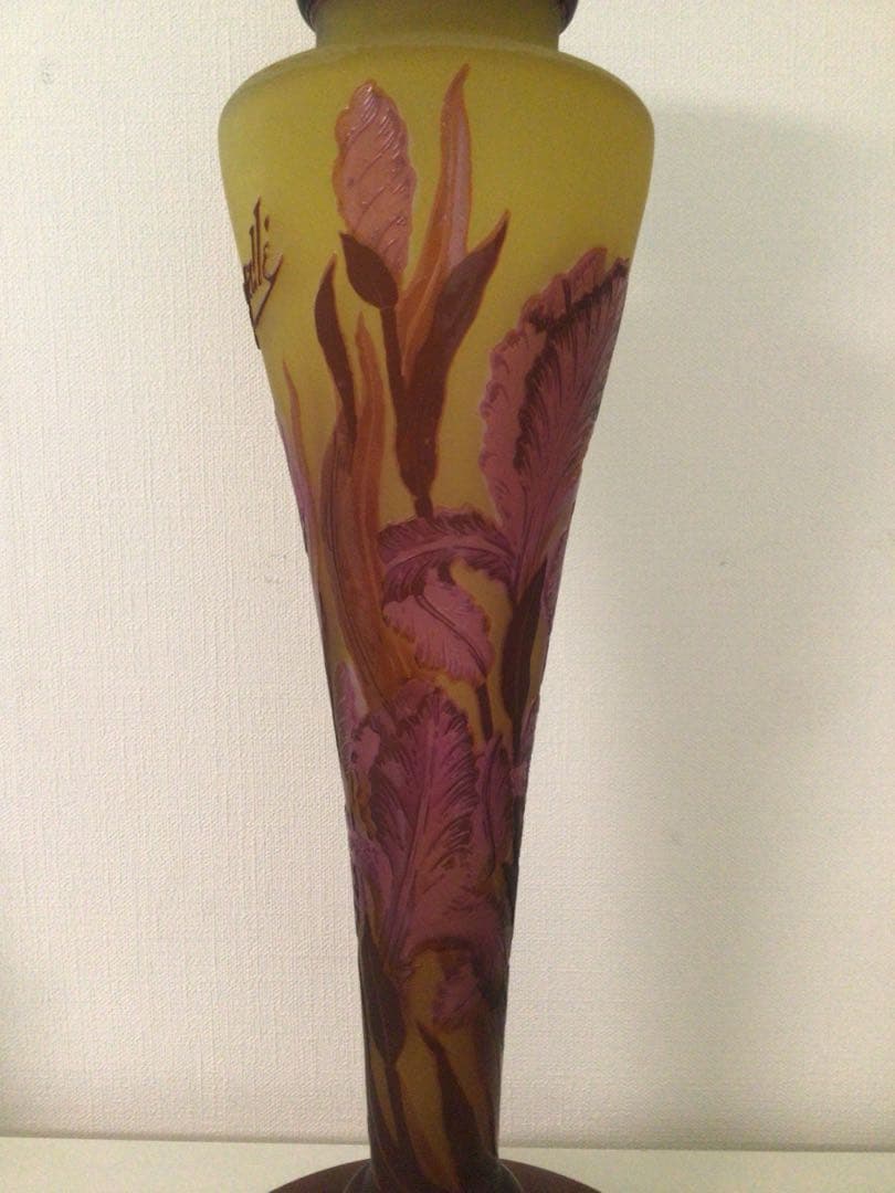 EmileGalle エミールガレ 花細密彫刻 ランプべース 高さ41cm