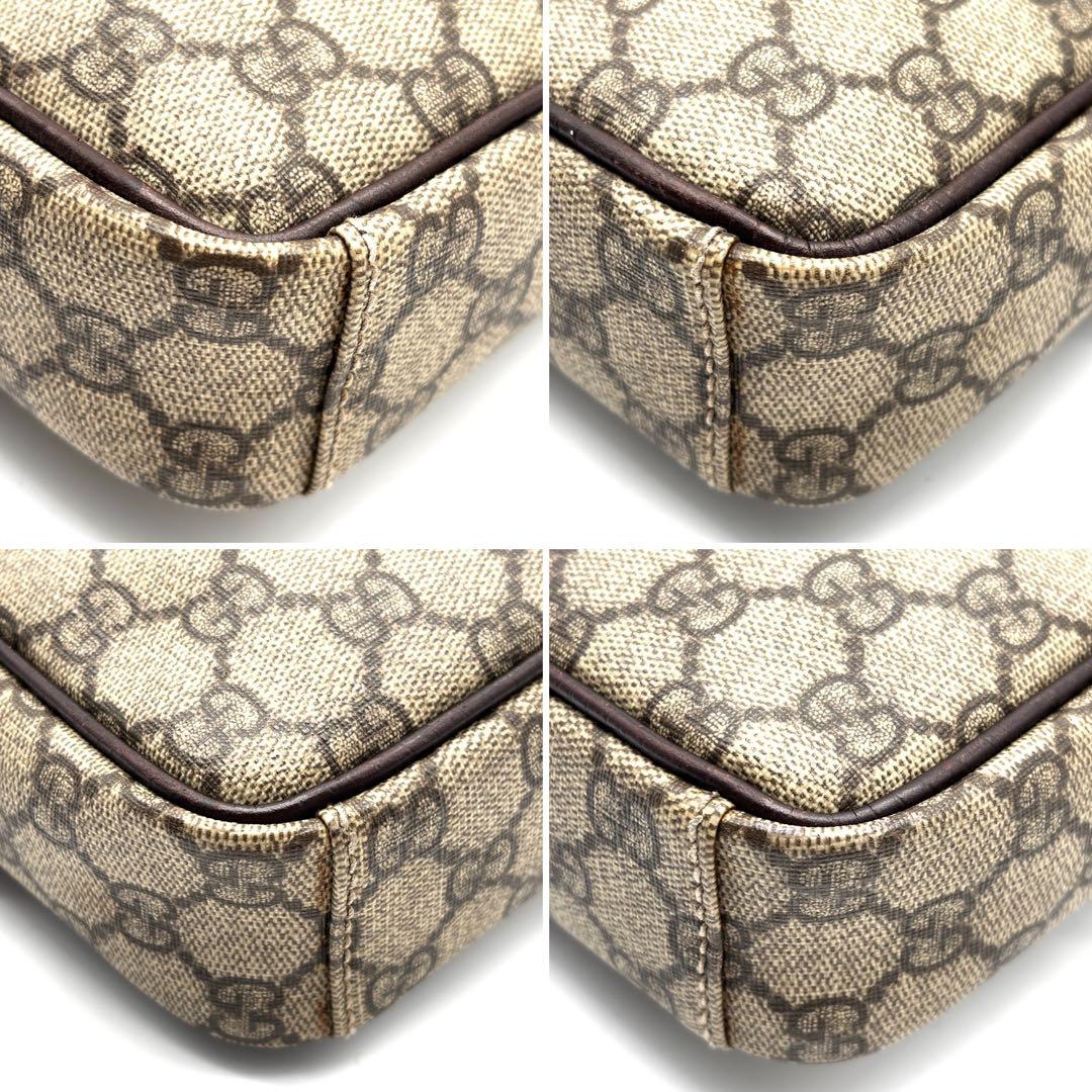 美品 グッチ ショルダーバッグ GG スプリーム ロゴプレート 斜め掛け メンズ