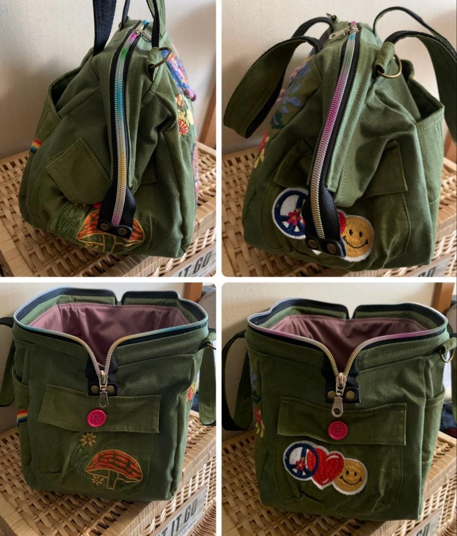 【SA】ワイヤー口金ボストンバッグ(L)×1、(小)×1、四角トートバッグ