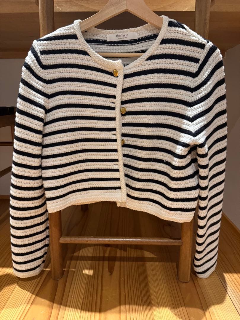 【美品】herlipto Muriel Stripe Knit Jacket