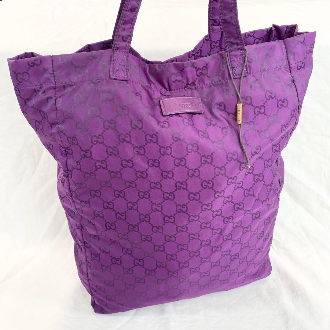 極美品✨ グッチ GUCCI GGナイロン トートバック エコバック パープル