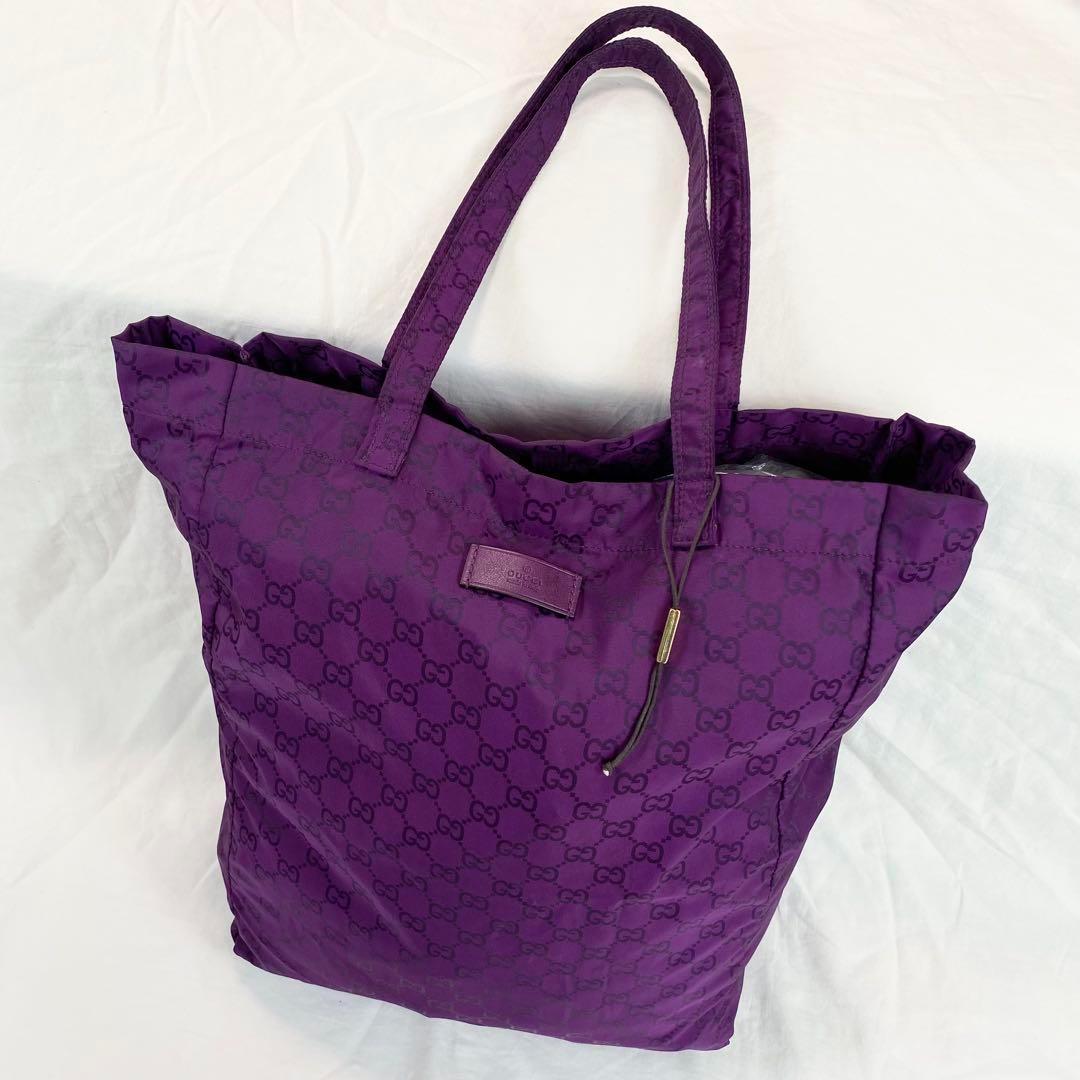 極美品✨ グッチ GUCCI GGナイロン トートバック エコバック パープル
