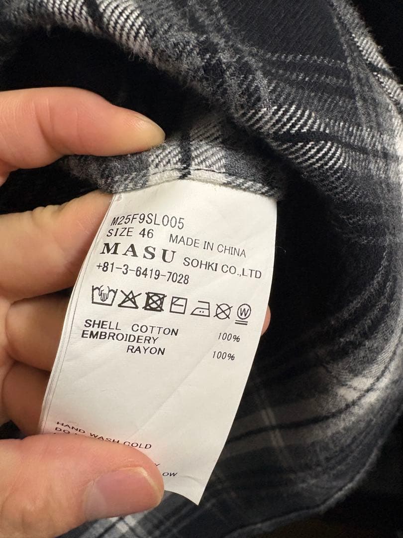 トップス MASU RODEO ZIP-UP PLAID SHIRT - BLACK