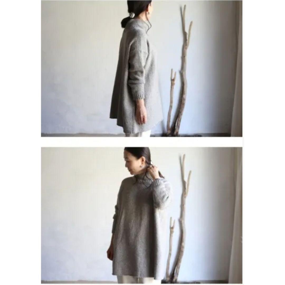 美品【evam eva】ウールヤクタートルニット チュニック ハイネック ワイド