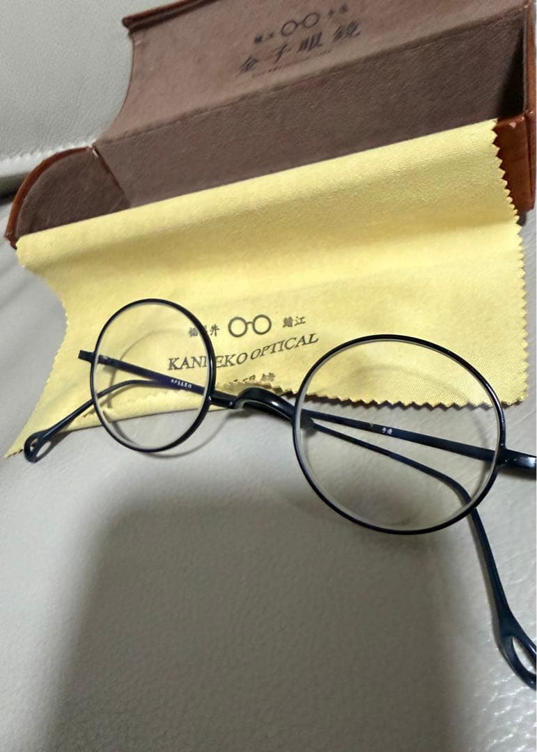 「Kouki Gotou」井戸多美男作 丸眼鏡 クラシックブラックメタル