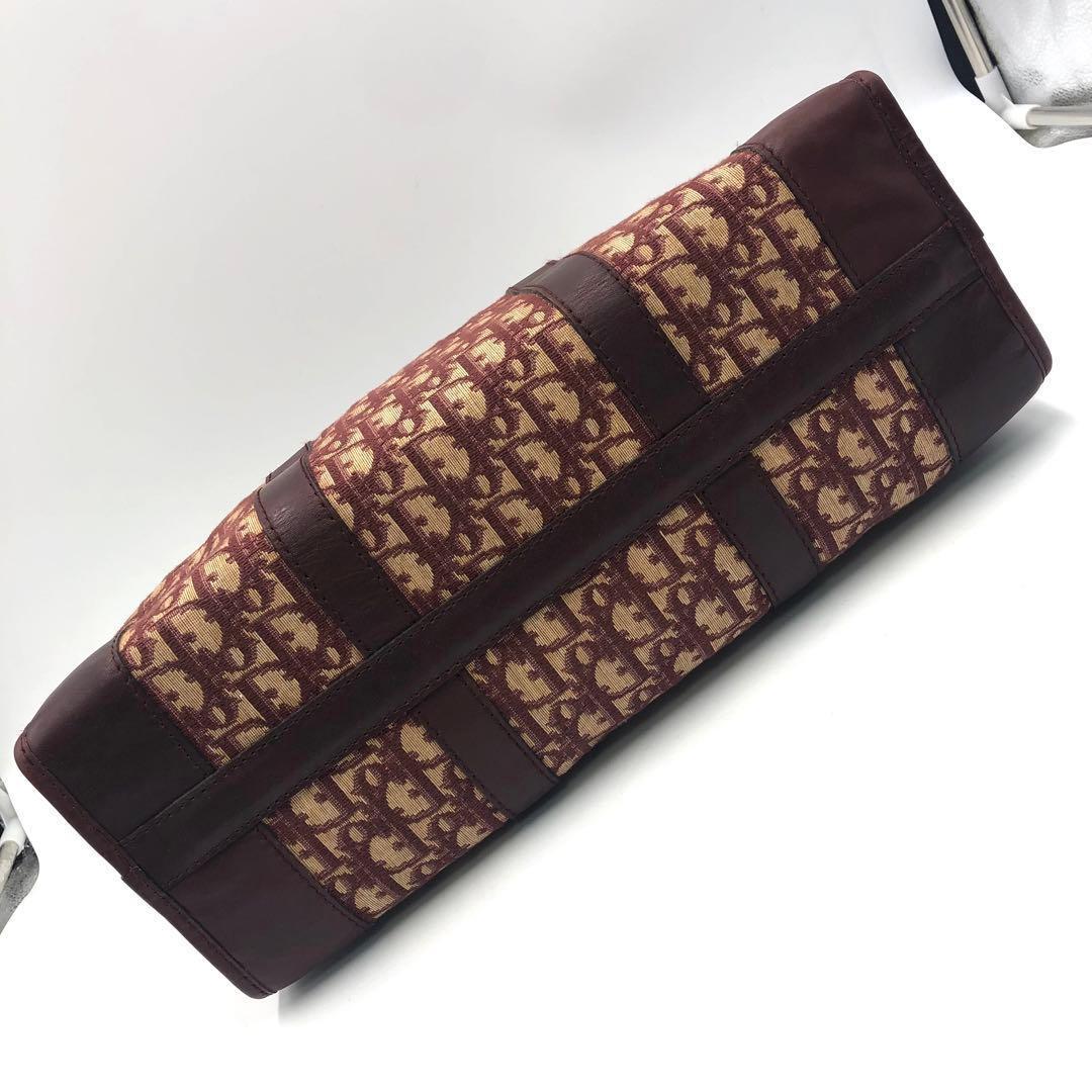 クリスチャンディオール トロッター ボストンバッグ キャンバス レザー ボルドー