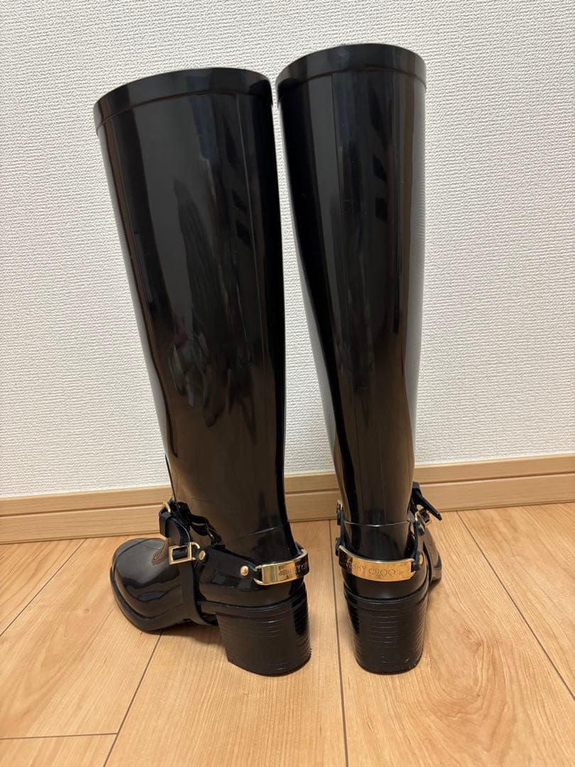 Jimmy Choo バックル付きブラックロングブーツ