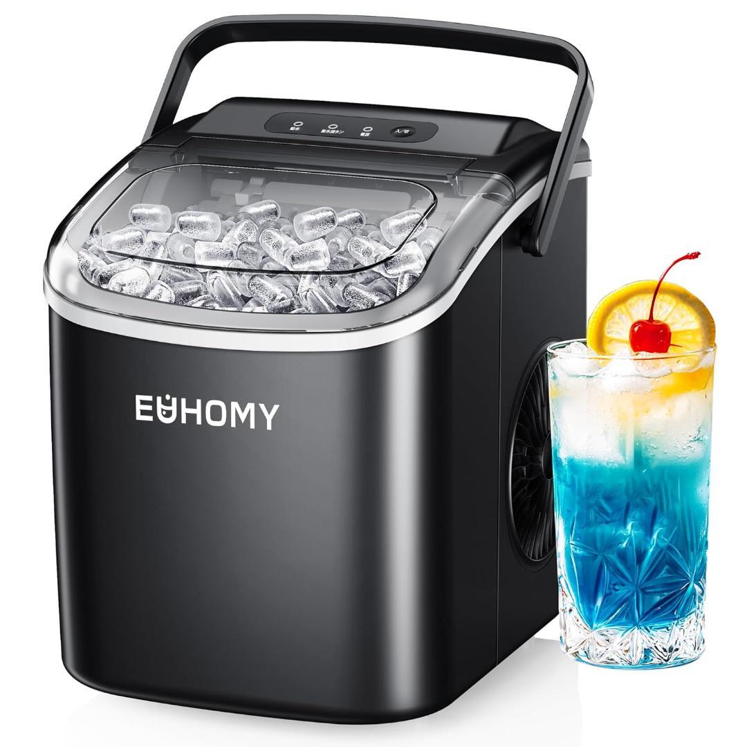 新品 EUHOMY 製氷機 家庭用 最速6分9個 ハンドル付き コンパクト