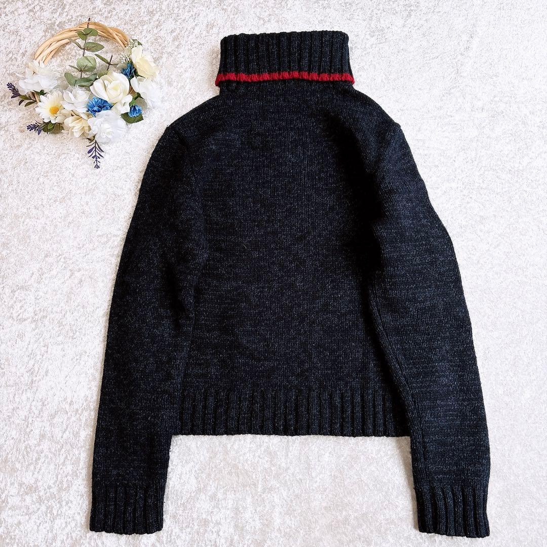 美品♡ラルフローレン　ハイネックニット　星　スター　シルク混　紺　L　大人気✨